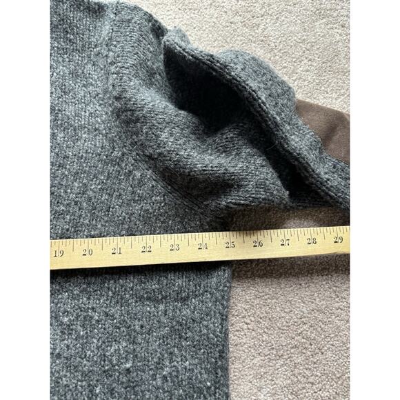 Vintage L.L. Bean Mens XL Sweater Wool Gray Lambswool Shawl Collar Elbow Patch - Picture 5 of 6